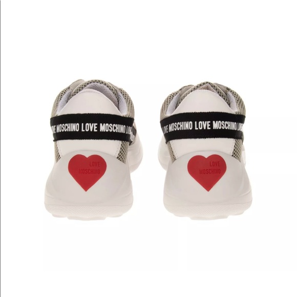 LOVE MOSCHINO Mesh Sneakers Heart Patch Chunky Sole - Picture 6 of 12